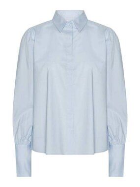 Karmamia Honey Shirt Baby Blue Button Front Blouse Long Sleeve Size S